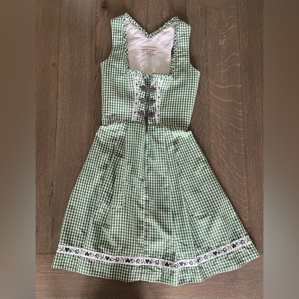 Green Gingham Dirndl with ribbon details